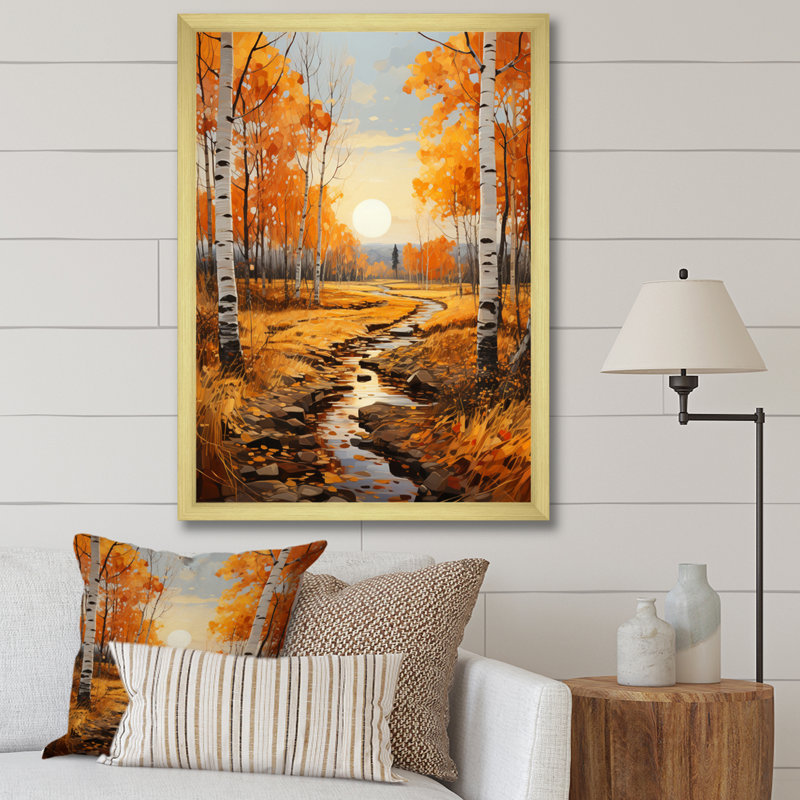Sonate d'automne VI Arrabury Birch Woods, H 44 po x l 34 po x P 1,5 po, Encadrement doré