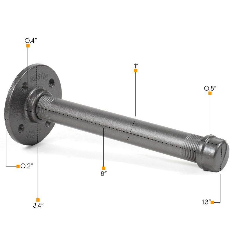 Viv Pipe Bracket Set, 3" H x 1" W x 8" D