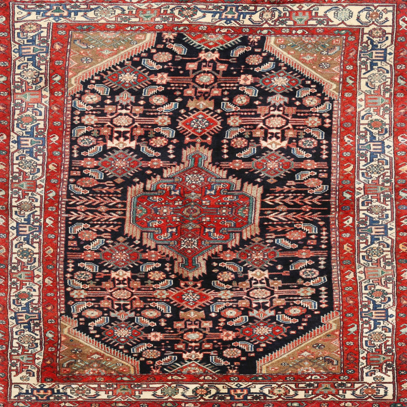 Tapis bleu marine Southwestern, Rond 8 pi
