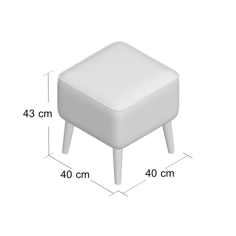 40cm Wide Square Solid Colour Standard Ottoman, Graphite