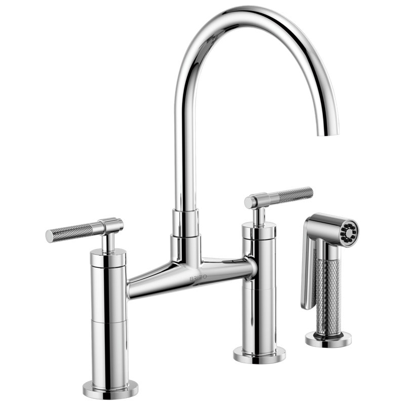Litze® Bridge Faucet with Arc Spout and Side Sprayer, Chrome
