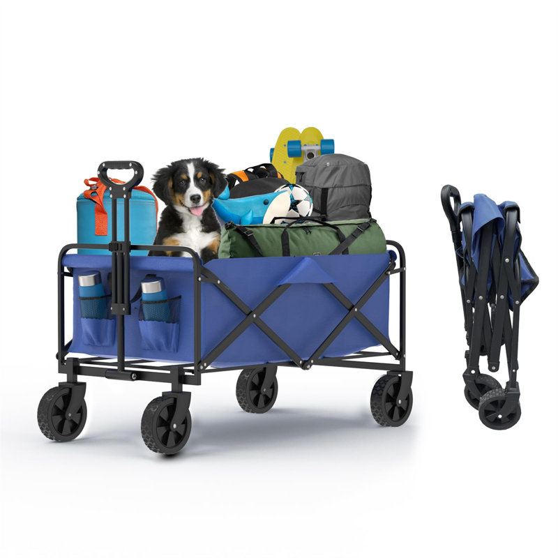 Multi-Purpose Heavy-Duty Folding Wagon Garden Carts, Blue