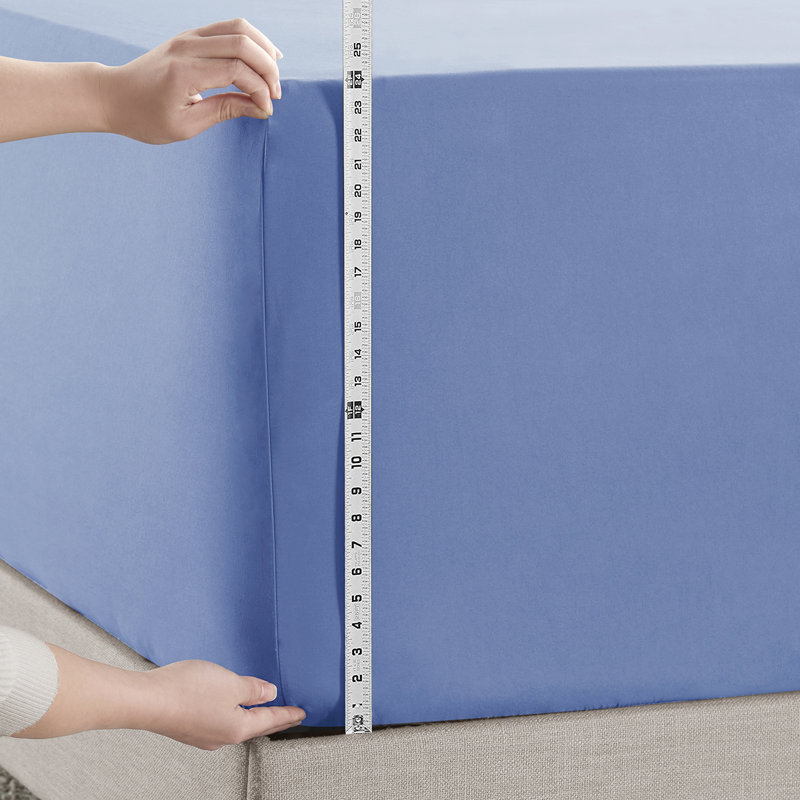 Empyrean Bedding Extra Deep Pocket Solid Fitted Sheet, Queen Fitted Sheet, Calm Blue