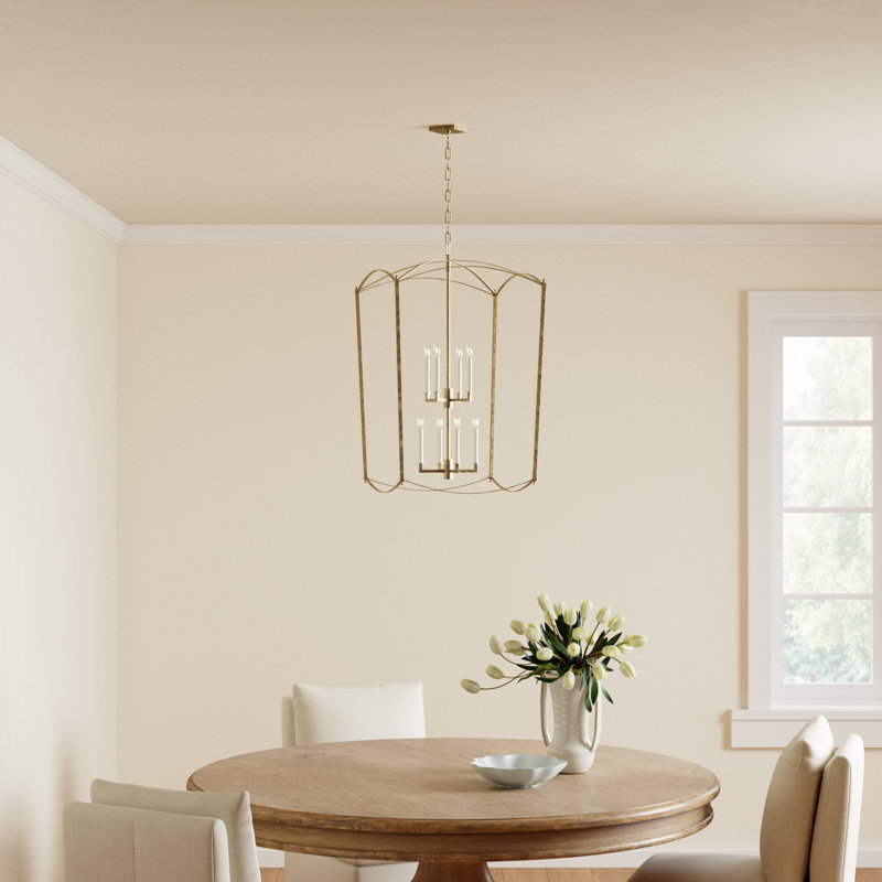 Olive 3-Light Metal Dimmable Lantern Chandelier, Antique Gold