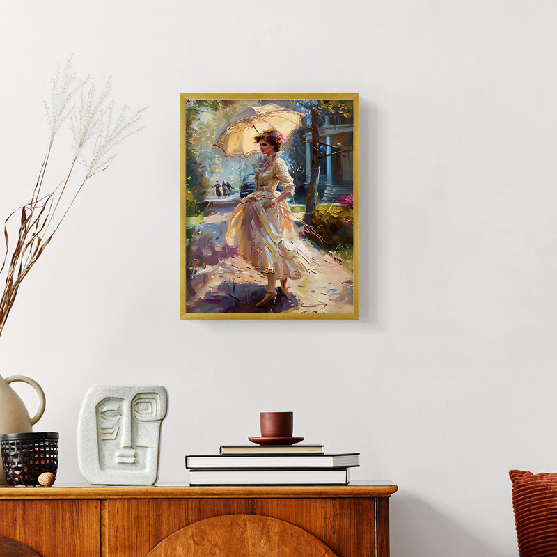 WOMEN Series DCLxx III - reproduction encadrée de qualité supérieure - prête à être accrochée - aucun clou requis, Or