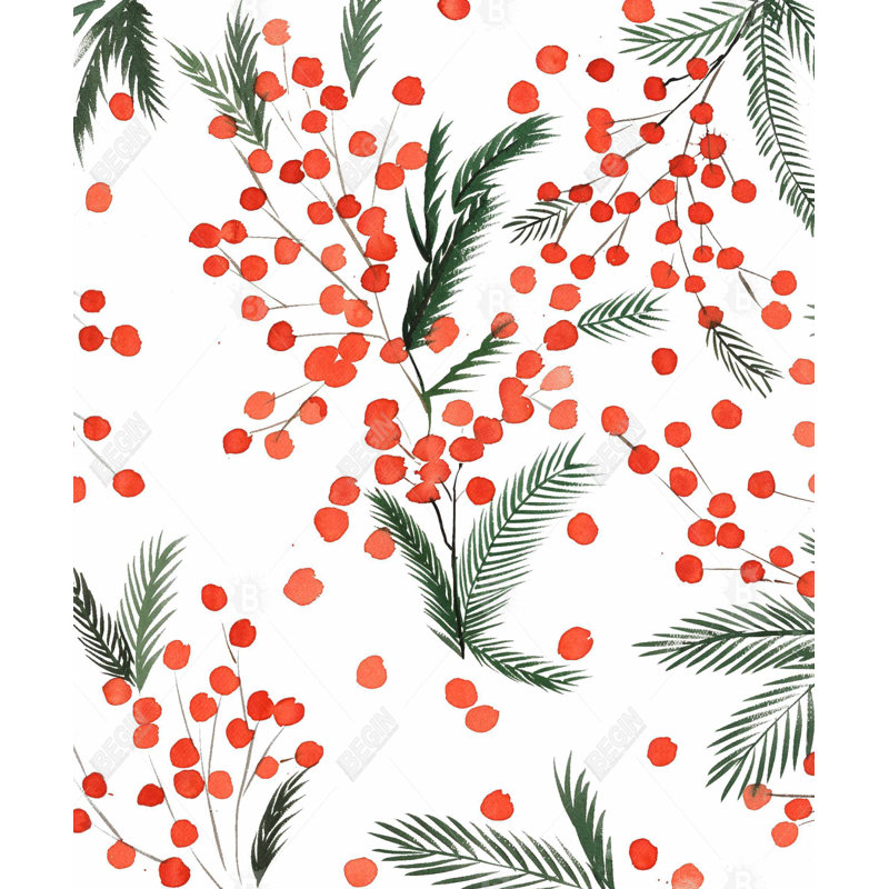 "Mistletoe", motif de toile encadrée d'arbres verts