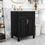 Meuble-lavabo moderne avec lavabo en céramique, tablette réglable et 2 portes à fermeture douce-779131366