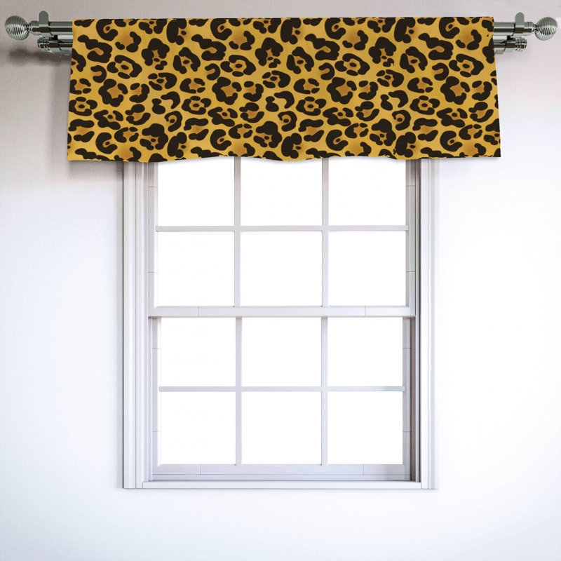 Sateen Animal Print Ruffled Window Valance
