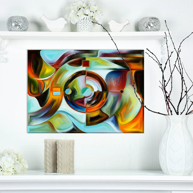« untrailed vitrail abstract pattern », reproduction d’impression sur toile tendue, H 20 po x l 20 po x P 1 po