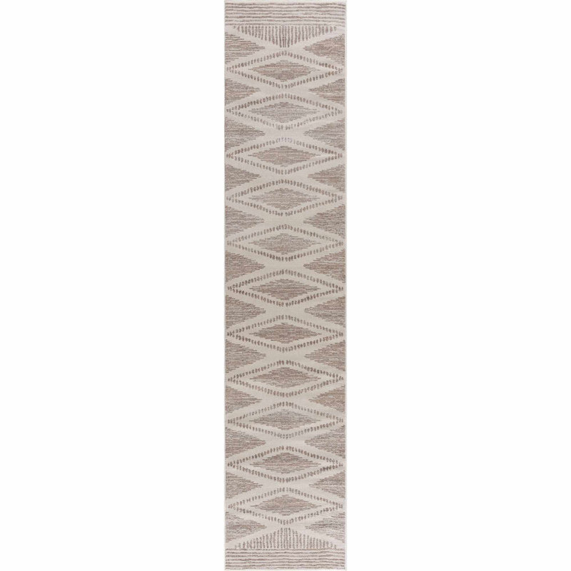 Tapis beige Dounia Southwestern, Tapis de couloir 2 pi 7 po x 12 pi