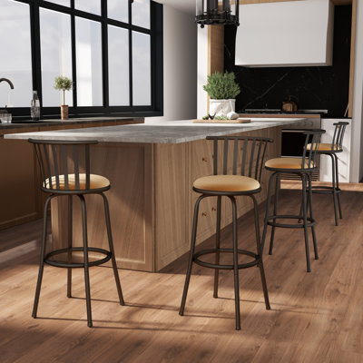 Klyne Swivel Upholstered Suede Adjustable Height Counter Stool with Steel Frame