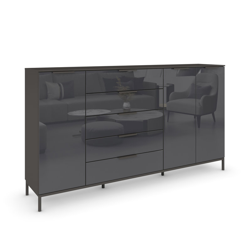 Flipp 5 - Drawer Chest of Drawers, Graphite/Glass Basalt
