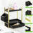 Bathroom Counter Organizer 2-Tier with Drawer and Basket, Wood Vanity Shelf (Black-gold)