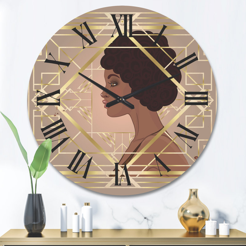 Horloge murale en bois Women in Art Deco Geometrics II, Grand