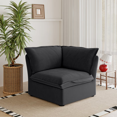 Fairford Upholstered Linen Velvet Slipcovered Corner Chair