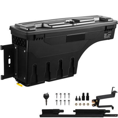 Waterproof Abs Truck Bed Tool Box, 20 L, Lockable Lid, Fits 1500 2019 - 2021, Driver Side, Black, Protects From Sun And Water L Wheel Well 11.88 In Width Feature