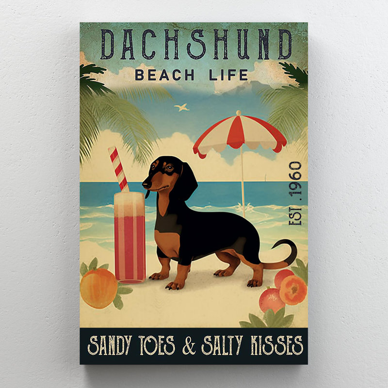 «Kywanna Dachshund Beach Life», impression sur toile, H 36 po x l 24 po x P 1,25 po