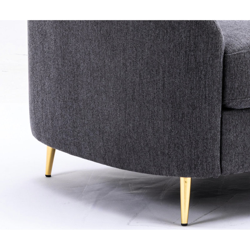 Canapé modulaire en lin gris chic, ajout de table d'appoint stable, siège contemporain, conception confortable