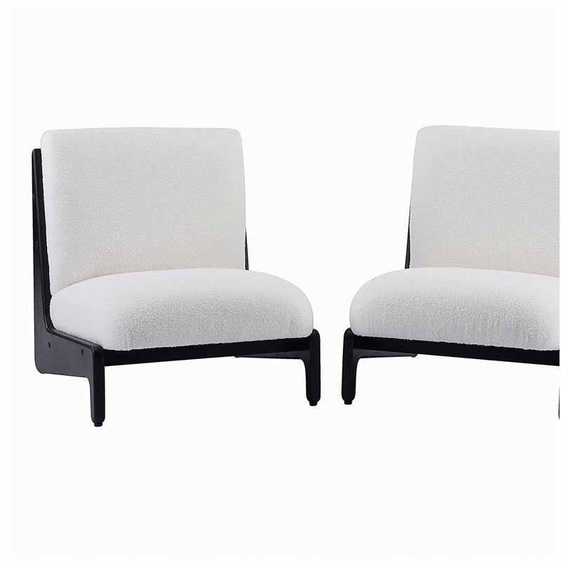 Chaise d'appoint Scott Living Moda blanche avec structure en bois massif noir, ensemble de 2, Blanc