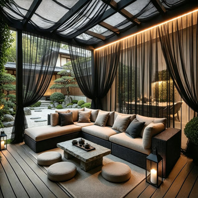 Kbndieu 7.5x13ft Outdoor Mosquito Net Curtains for Patio Garden Rod Pocket Sheer Mesh Drapes Fly Screen Resistants for Porch Gazebo Pergola Black