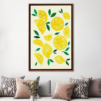 Watercolor Lemons - reproduction d'art murale - toile encadrée