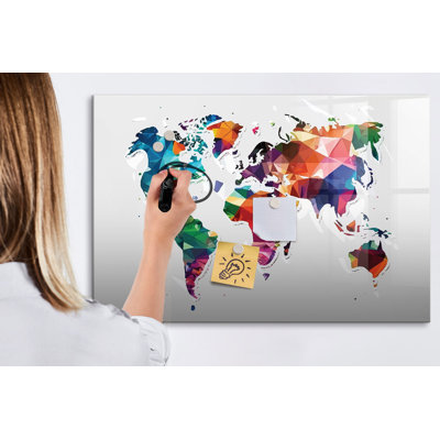 World Map of the Triangle Magnetic Wall Mounted Dry Erase Board