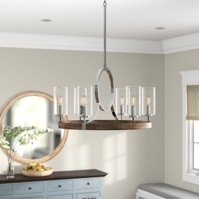 Vanessa 6 - Light Dimmable Wagon Wheel Chandelier
