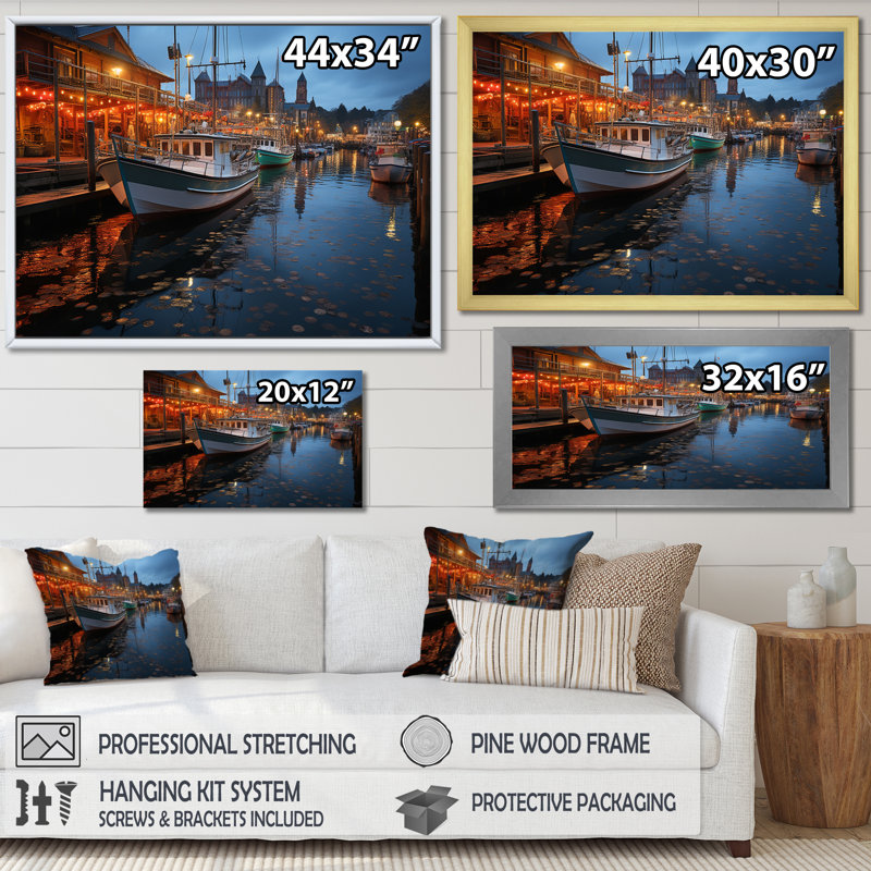 Port Harbour Lights - Nautical & Beach Canvas Prints, Toile tendue, H 30 po x l 40 po x P 1,5 po