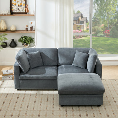 82.7” W Oversized Down-Filled 3-Seater Modular Sofa With Ottoman
