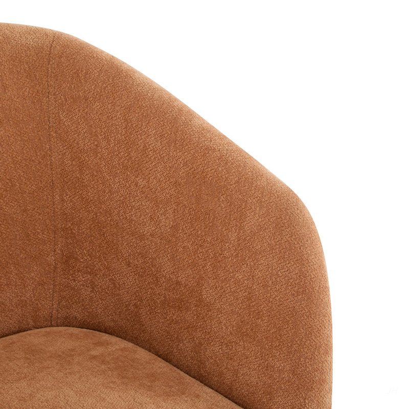 Chaise d'appoint moderne avec dossier rond et pieds en bois - Chaise longue d'inspiration Mid-Century pour le salon, la chambre à coucher ou le bureau - Revêtement en tissu doux