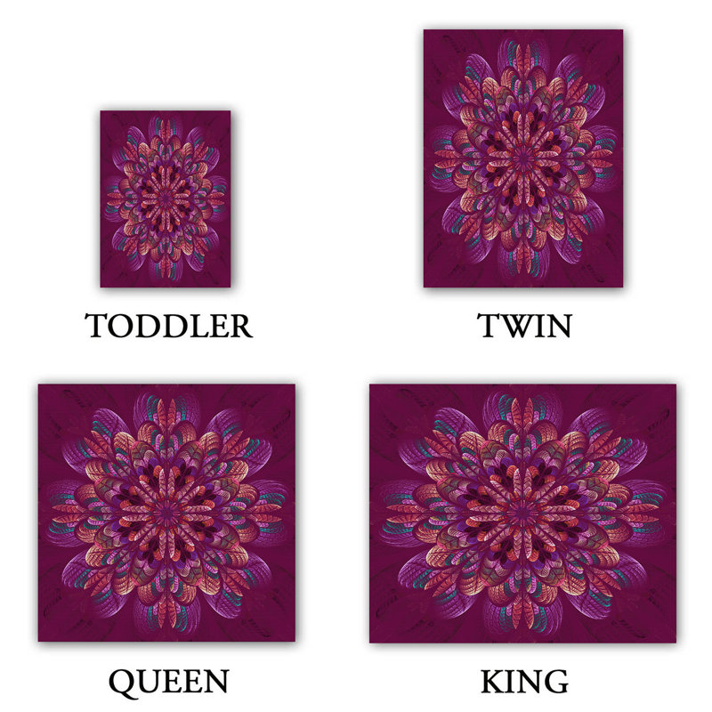 Polyester Floral Duvet Cover, 1 Twin Duvet Cover + 1 Standard Sham, Pink/Blue