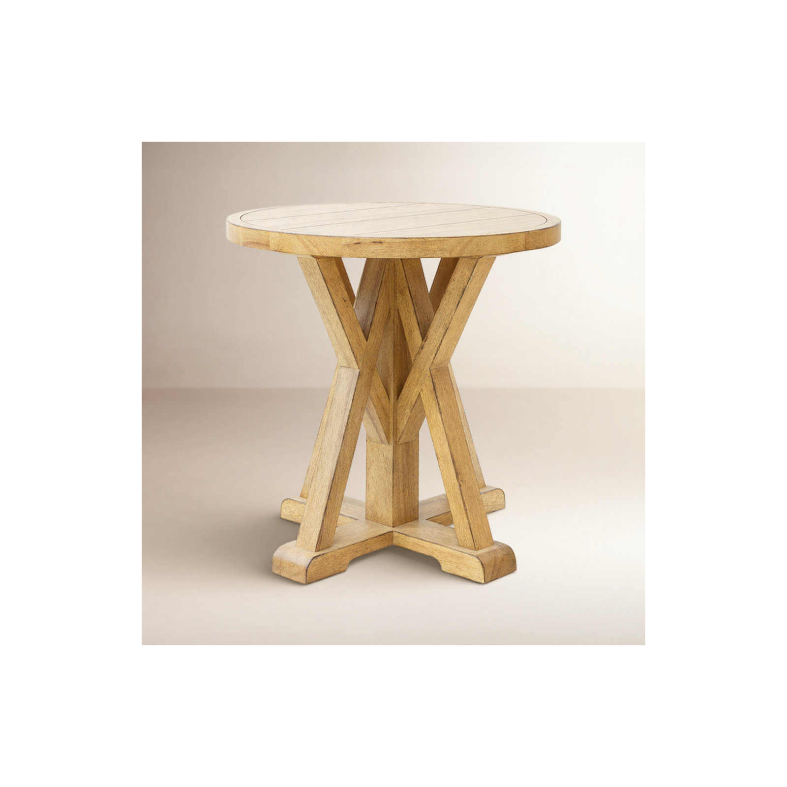 Mya Solid Wood End Table, Tan