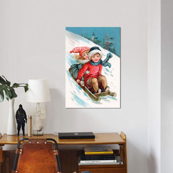« rétro christmas i », impression sur toile, H 40 po x l 26 po x P 1,5 po, Toile tendue, Pas de tapis