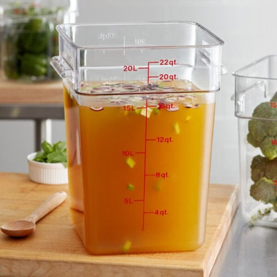 Cambro Camsquares Classic 22?Qt Clear Square Polycarbonate Food Storage Container – NSF Certified, Stackable, Stain- & Odor-Resistant