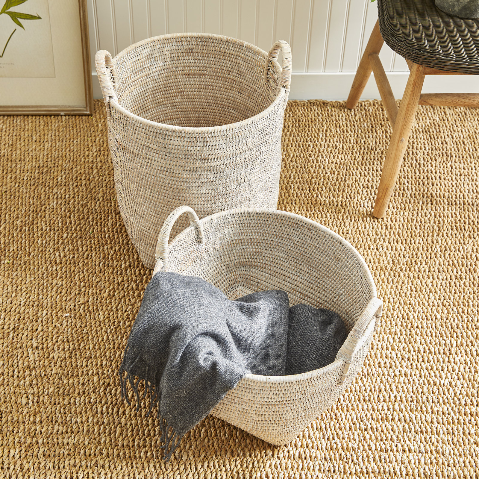 Qiana Handmade Rattan Storage Bin Set