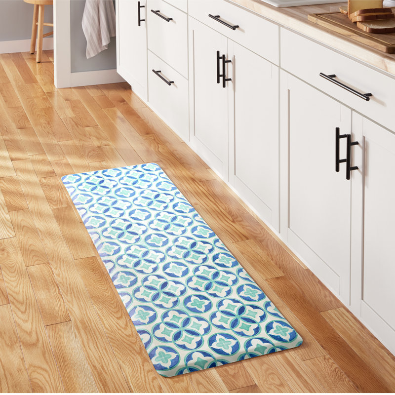 Tapis de cuisine antidérapant FIESTA Postiano, Bleu / turquoise / blanc