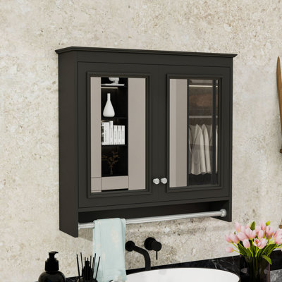 Wall-Mounted 3-in-1 Bathroom Mirror Cabinet with Adjustable Shelves and High-Definition Mirror