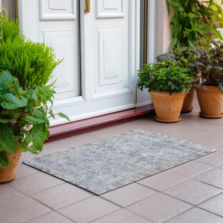 Machine Washable Indoor/Outdoor Xhevrie Sky Rug