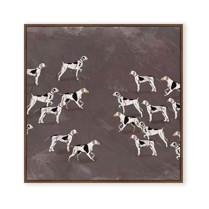 Nature Inspired Modern Ensemble: Sleek Hound Soirée, 36" H x 36" W, Framed Matted Print, Gold