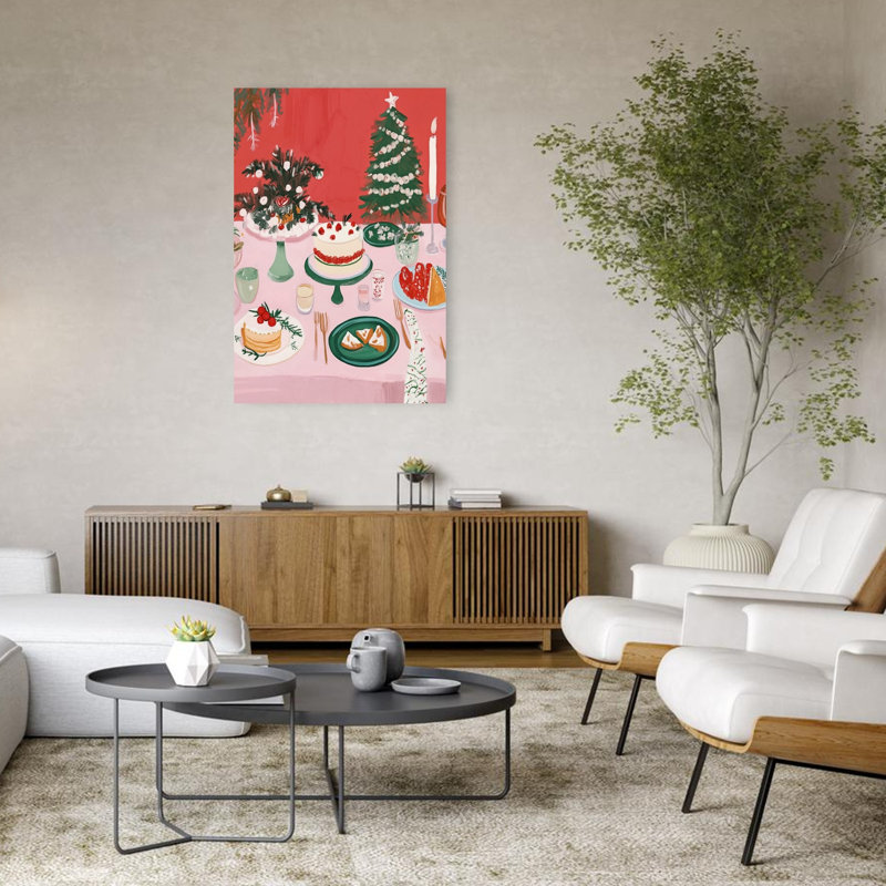 «Christmassweetsno02», arbre de Noël contemporain abstrait, paysage, impression d'art mural, 48" H x 32" W