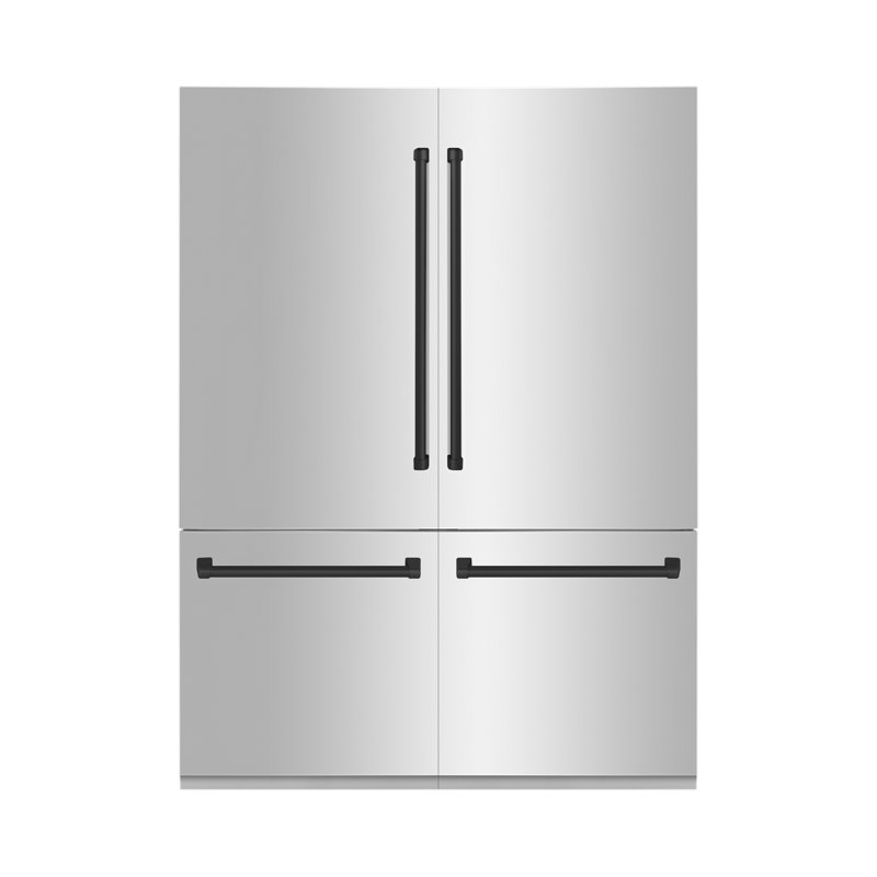 ZLINE 60" Autograph Edition 32.2 cu. ft. Built-in 4-Door French Door Refrigerator, Matte Black, Stainless Steel