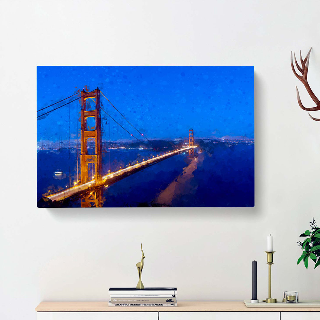 Golden Gate Suspension Bridge In Abstract - Wrapped Canvas