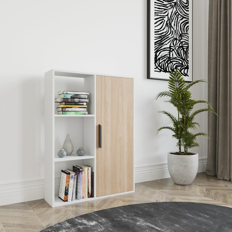 124.5cm H x 88.9cm W Najji Standard Bookcase, White/Oak