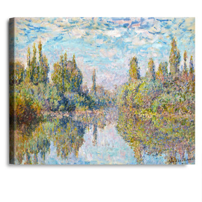 Reproduction d'art classique, "La seine à Vetheuil" par Claude Monet, estampe numérique sur toile, pouces