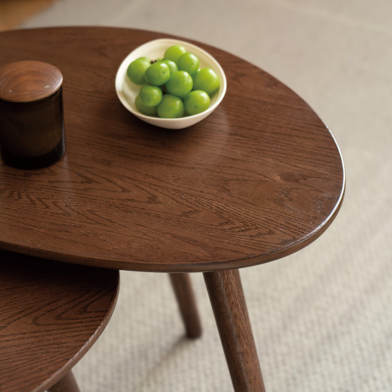 Table gigogne en chêne massif 33,46 "Mid-Century, Chêne brun