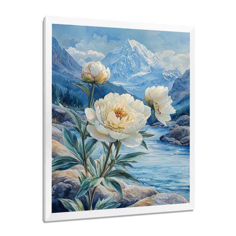 Geovanny - salon d'art mural floral, H 32 po x l 24 po, Reproduction encadrée d'une seule photo, Blanc