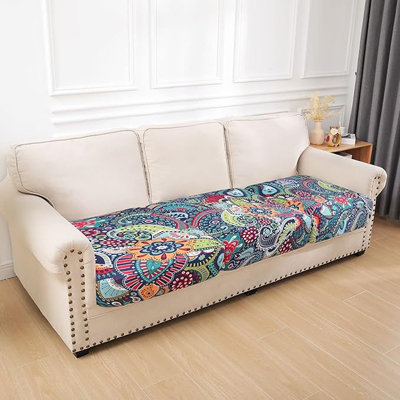 Floral Stretch Sofa Cushion Covers – Washable 3-Cushion Slipcovers For Couch Or Patio Furniture