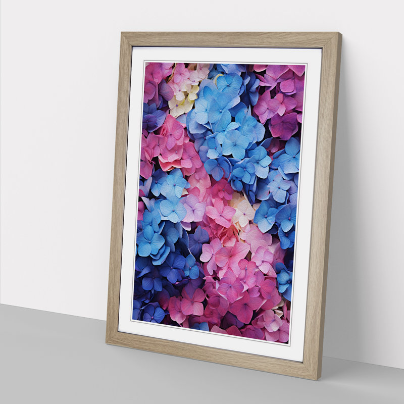 Hydrangea Colour Field - Framed Print, Oak Framed, 64cm H x 46cm W x 2cm D