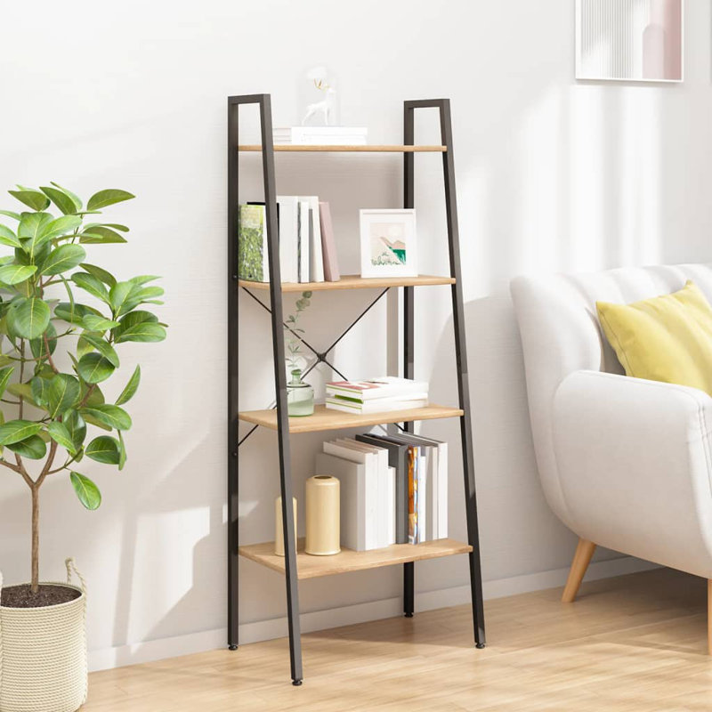 Fantasia Standing Shelf Storage Organiser Shelf Rack Ladder Shelf Bookshelf, 140cm H x 56cm W x 35cm D, Light Brown