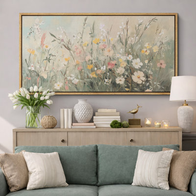 Œuvre florale en sourdine, fleurs murales vertes, images murales de salon, impression numérique sur toile giclée sur toile